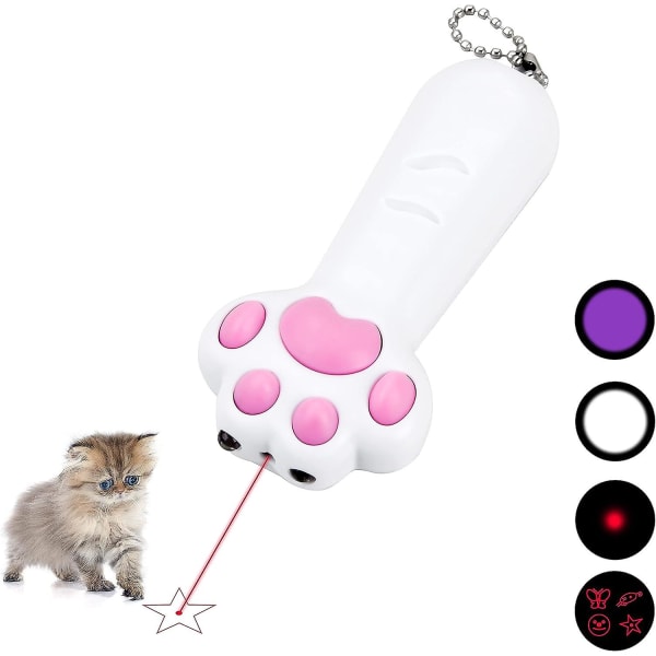 Pet Cat Laser Leker 7 i 1 Led Pointer Poteformet, 3 belysningsmoduser, Kjæledyrtreningsverktøy for Cat Dog Chaser