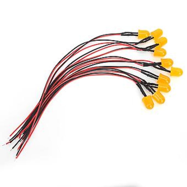 50 stk. 12V 0,06W 10mm Kromatiske LED Lampeperler med 20CM 26AWG Ledning for Industrielt Tilbehør Oransje &amp; Oransje