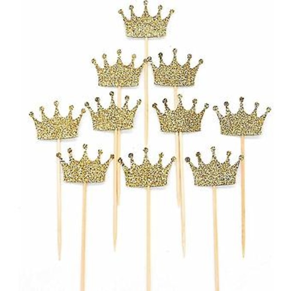 Pakke med 20 Krone Picks Toppers For DIY Cupcake Kaker Kortspor Etc (4-d-w)