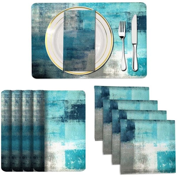 Set of 8 Placemats - Modern Art - Painted Abstract Art for Home and Kitchen Decor (40 x 30cm Placemats)