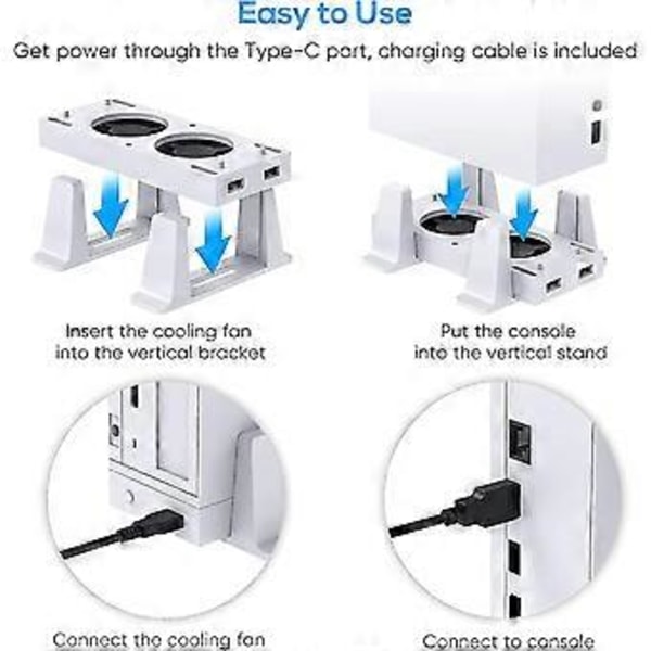 Kylfläktställ Kompatibelt Med Xbox Series S, Bas Med Fläkt Och Dockningsstation, 3 Justerbara Hastighetsnivåer Och 2 Usb-portar (endast För Xbox Series S)