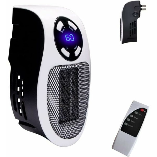 Electric Space Heater With LED Display Timer Wall Outlet Space Heater Safe Overheat Protection Quiet Personal Space Heater PTC Ceramic Heating Plug