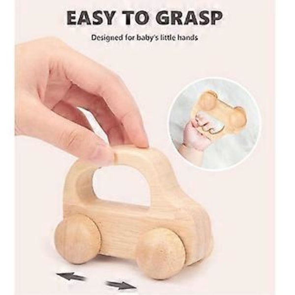 2 stk. Baby Træbil Legetøj Tidlig Uddannelse Spædbarn 0-6-12 Måneder Småbørn 1-3 År Gammelt Træ Legetøj Drenge Neutral Indretning