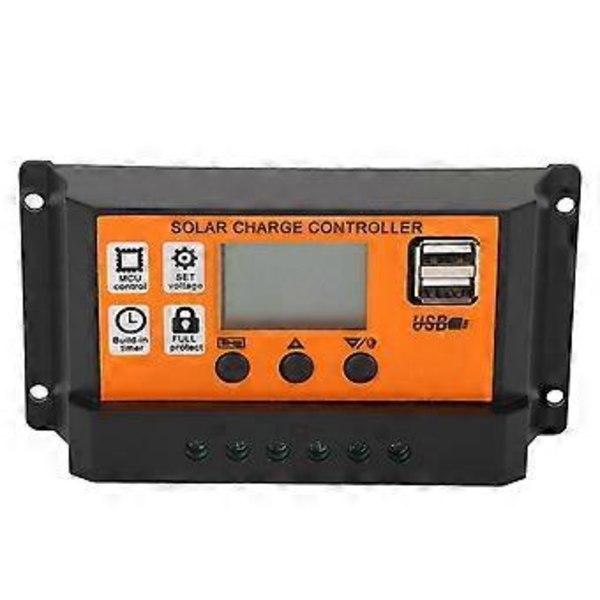 Solar Charge Controller LCD-display 3-trins styring Solpanel Opladningsregulator til syre-lithiumbatterier 12V 24V 30A