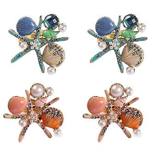 4 stk. Servietringe, Rhinest Al Nautisk Servietring Hs Serviet L