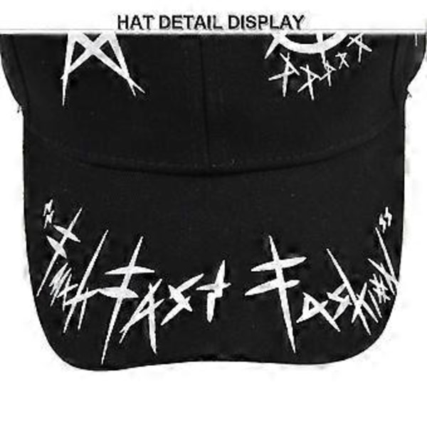Sort og hvid farveblok baseballkasket femtakket stjerne graffiti baseballkasket student bredskygget peaked cap dome solskærm