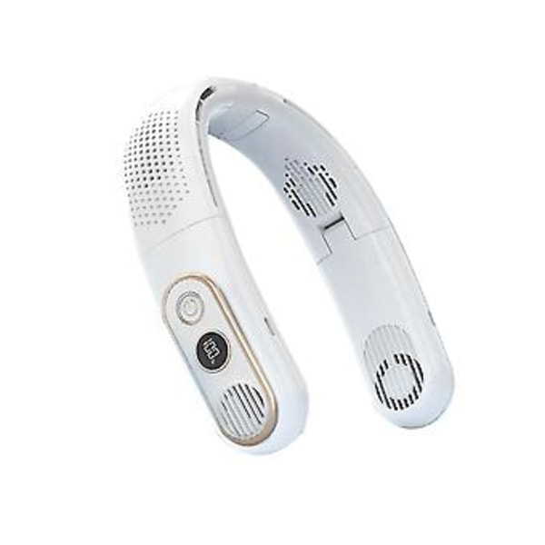 Vikbar Halsfläkt Med LED-Display, 360 Ing USB Fläkt Uppladdningsbar Bärbar Hängande Halsbandsfläkt