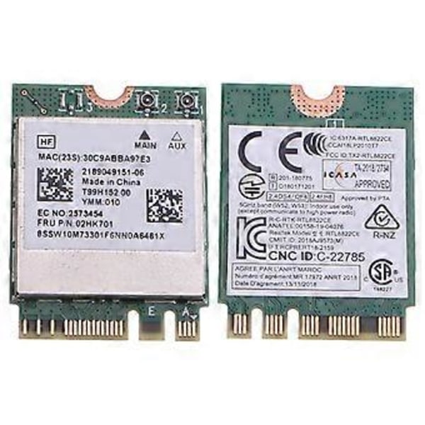 Dual Band 2.4G/5.8g WiFi-kort Trådlöst AC RTL8822CE 802.11ac Nätverkskort Bluetooth5.0-kompatibelt E460 E465 E470 E475