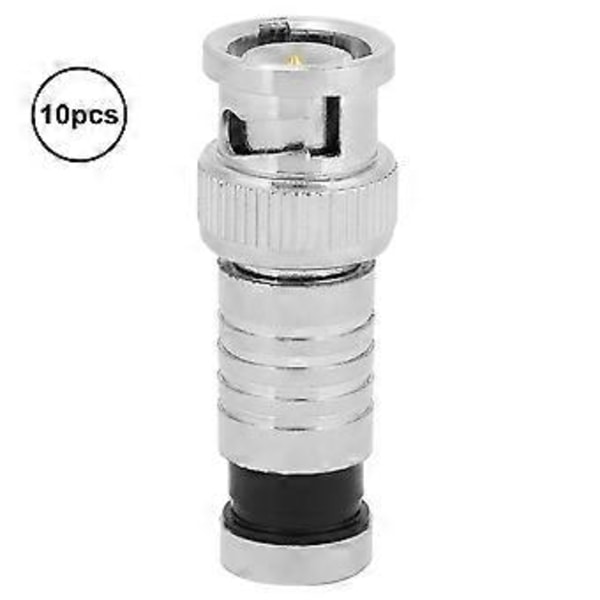 10 st BNC Kompressionskontakt Hane FR Koaxial Q9 Adapter för RG59 CCTV-system