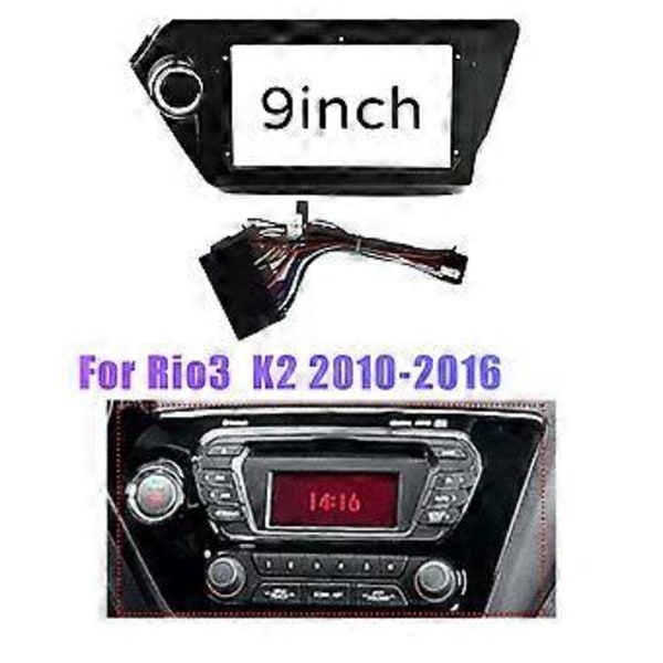 9 Tommer 2 Din Bil Stereo Radio Fascia Instrumentbræt Afspiller DVD Adapter Ramme Panel med Kabel til Rio3 3 K2 2010-2016