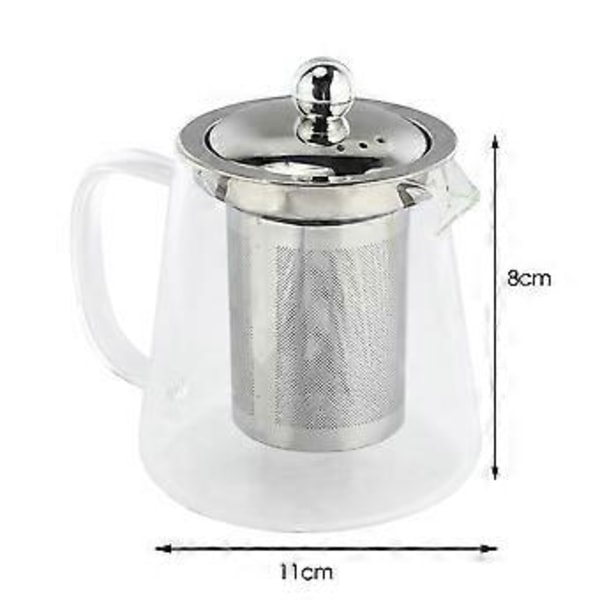 5 Størrelser God Klar Borosilikatglas Tekande Med 304 Rustfrit Stål Infuser Si Varme Kaffe Tekande Værktøj Kedel Sæt 380Ml