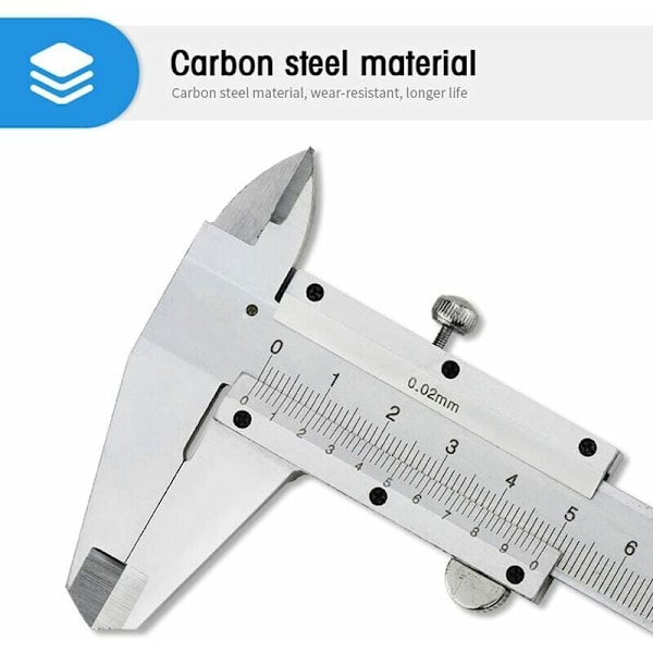 Mittaviivain, 150 mm / 0,02 mm Ruostumattomasta Teräksestä Valmistettu Analogi Mittaviivain, Korkea Tarkkuus Mikrometrit työkalu Syvyyden Mittaukseen, Ammattimainen Sisä