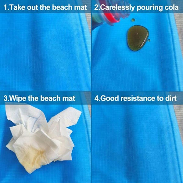 Vanntett piknikteppe taktak sandbærbar sandmatte for strand, piknik, camping, reise, utendørsarrangementer (blå: 200x210cm)