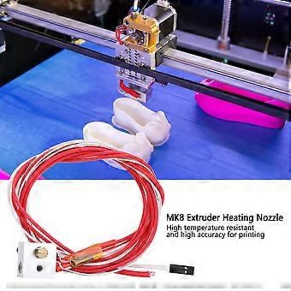 Extruder Monterad MK8 Hot End Kit Värmerör Munstycksset 3D-skrivartillbehör
