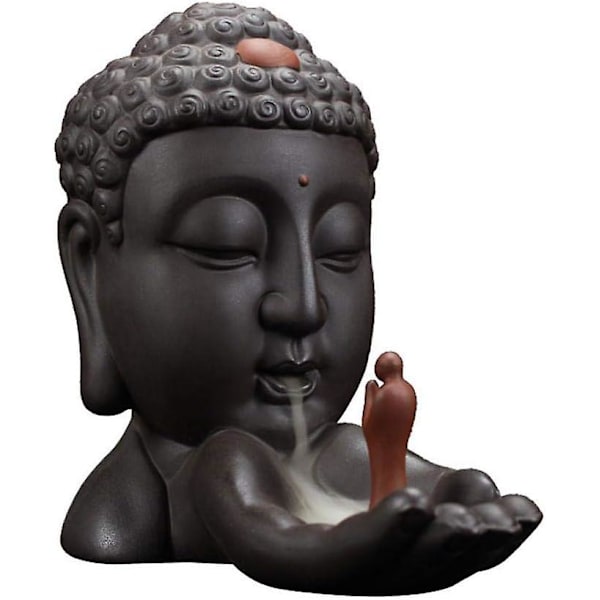 Tilbagevendende røgelsesbrænder med tilbagestrømningsrøgelseskegle, keramisk hjem tilbagestrømningskegle røgelsesbrænder (buddha røgelsesbrænder)