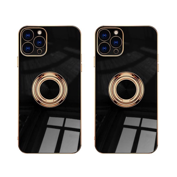 Iphone 14 Pro Max case sisäänrakennettu 360 astetta pyörivä magneettirengas jalustan pidike 2kpl musta