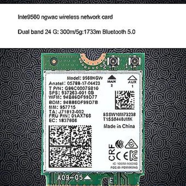 1730mbps För Trådlöst Ac 9560 Skrivbordskit Tand 5.0 802.11ac M.2 Cnvi 9560ngw Wifi