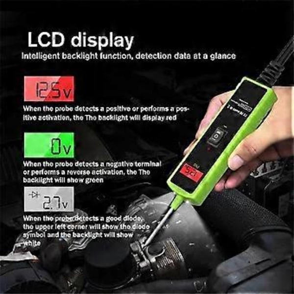 P60 Automotive Kredsløbstester Bil Elektrisk System Kortslutningstester 6-30V DC LCD Lommelygte Komponentaktivering