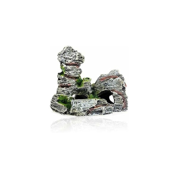 Akvariedekorasjon, harpiksfiske akvarieornament, polyresin berg hule ornament dekorasjon, simulering for hjem akvarieornament, fisk T