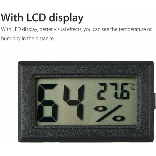 Mini hygrometer termometer, 3-pakke LCD digitalt temperatur- og fuktighetsmåler termometer fuktighetsmåler for sigarhumidor reptilinkubator fjærkre