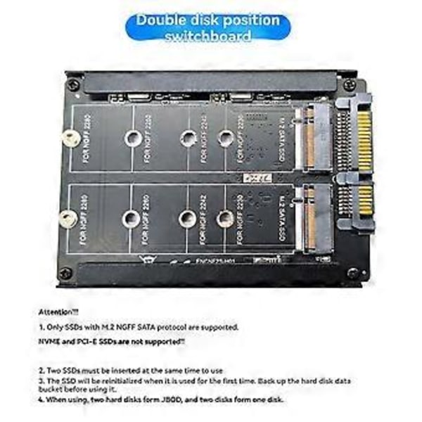M.2 - SATA -sovitinkortti, kaksoisporttinen M.2 NGFF SSD - SATA-liitäntämuunnin, 2230–2280 M2 SSD -kokoihin