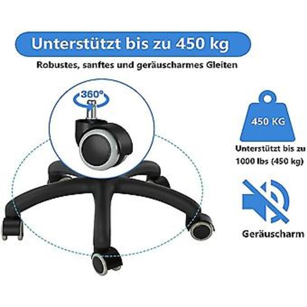 5 Pakke Kontorstol Hjul 11 Mm / 22 Mm Erstatning Hardt Gulv For Gaming Stoler, Svingstoler, Fl