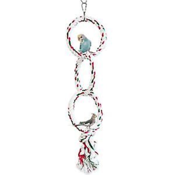 Fågelgunga Budgie Swing Ring Papegoja Bomullsrep Abborre Papegoja Tuggleksaker För Nymfkakadua Conure, Tre Ringar