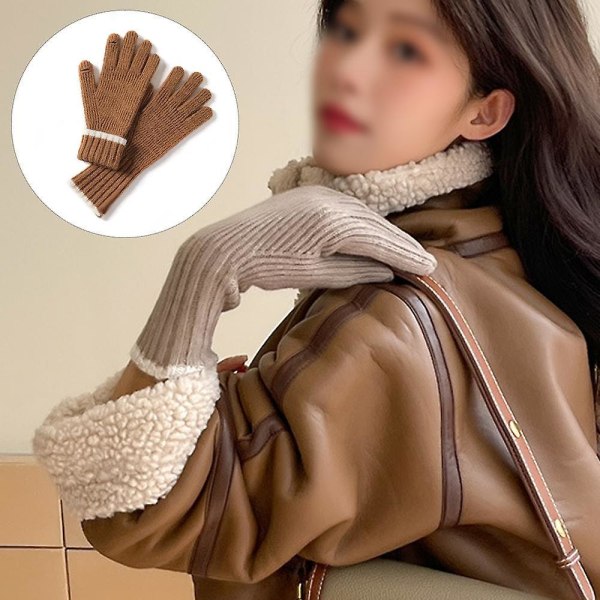 Twiststrikkede hansker for kvinner med berøringsskjerm i håndflaten