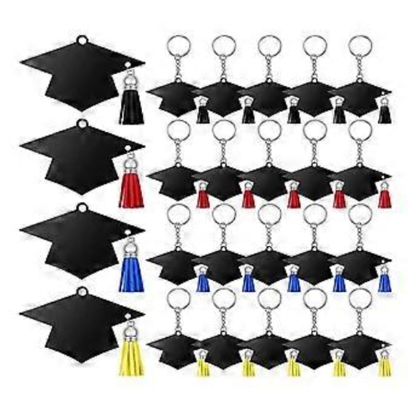 24 stk. Graduation Cap Charm Nøkkelring Anheng Dusker Nøkkelring Festgave Klasse 2023 Graduation Gaver