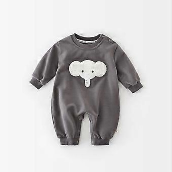 Baby jumpsuit höst långärmad elefant babyhandduk broderad nyfödd rolig bomullskläder sparkdräkter