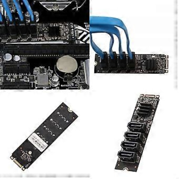 M.2 - 4-porttinen SATA3.0 -laajennuskortti PC-kiintolevyille, nopea adapteri