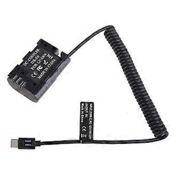 LP-E6 Dummy -akku USB Type-C -virtajohdolla, tukee PD 9V / 12V -lähtöä kameroille, monitoreille, erittäin joustava