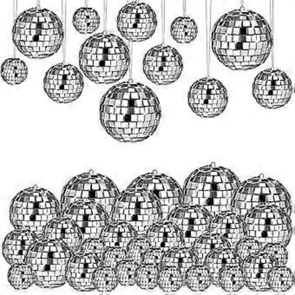 54 st Diskokula, Hängande Diskokula Dekor Mini Silver Diskokula Tårtdekoration Spegelkula Dekorationer Bröllop Jul
