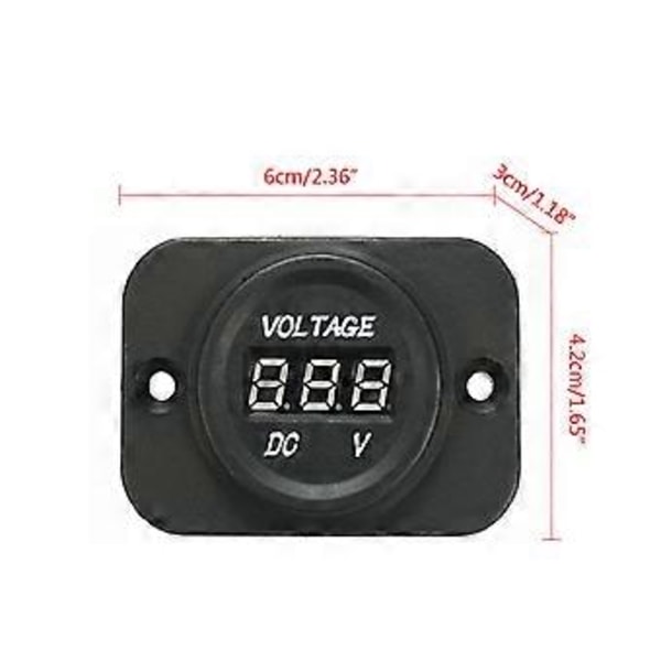 Digitalt Voltmeter Panel Vanntett for Bil Spenningstester