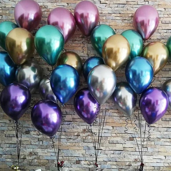 Krom metalliska ballonger 50 st 12 tum tjocka latex ballonger för födelsedag bröllopsfest dekor guld