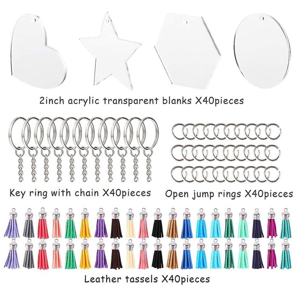 Diy Tassel Akryl Kärlek Rund Nyckelring Par Hänge Smycke Nyckelring Set