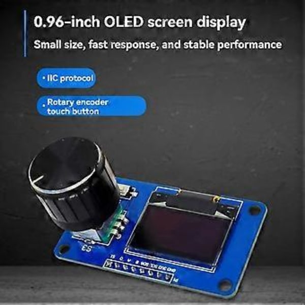 0,96 tommers OLED-skjermmodul med knapper EC11 roterende koder IIC-grensesnitt LCD-skjerm