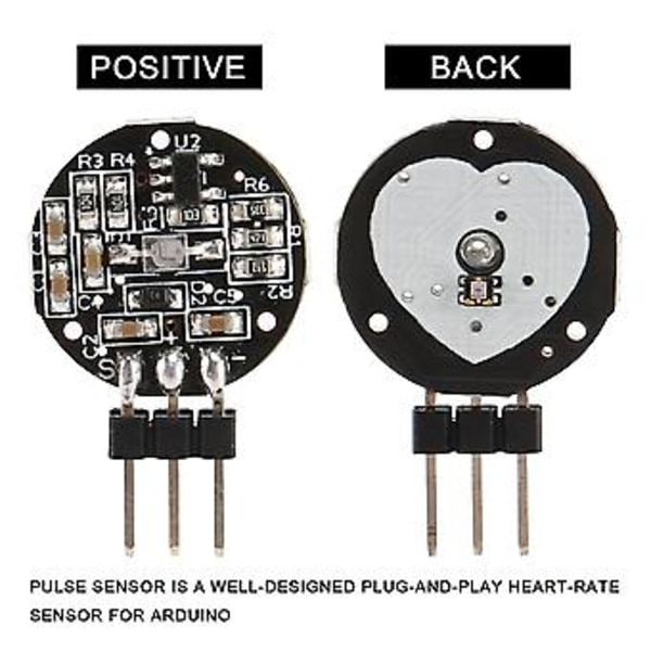 Pulssensor Hjärtfrekvenssensor Hjärtslag Pulssensor För Raspberry Pi, svart&röd