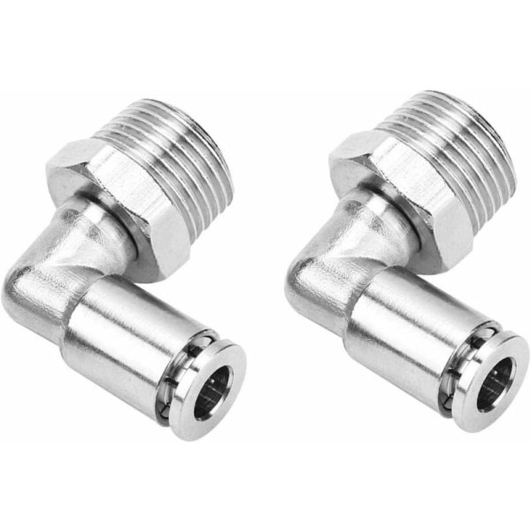 4pcs All-Copper Nickel Plated Quick Connect Hose Fittings 10mm Pneumatic Quick Connect + 90 Degree BSP Male Thread(1/4")