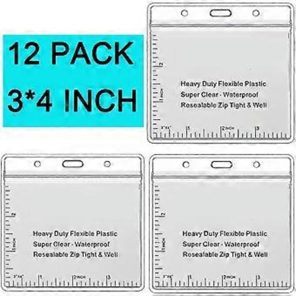 12-pak Badge Holdere Kortbeskytter 4 X 3 Badge Holder Stor Horisontal 3x4 Navne Id Holdere Klar Plastik Til Store Navneskilte Holder