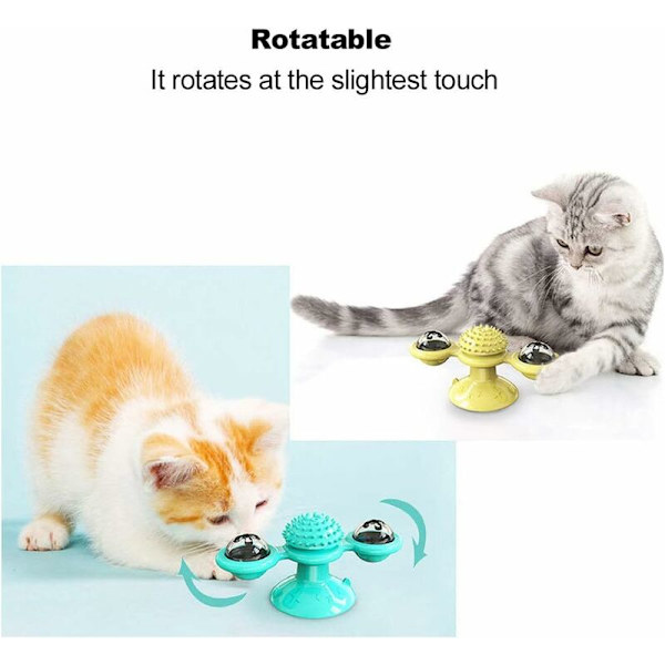 Vindkvarn Kattleksak med Led-boll och Catnip-boll, Kattskivspelare Retande Interaktiv Leksak, Rolig Kattunge Vindkvarnboll, Massage Repning Killa