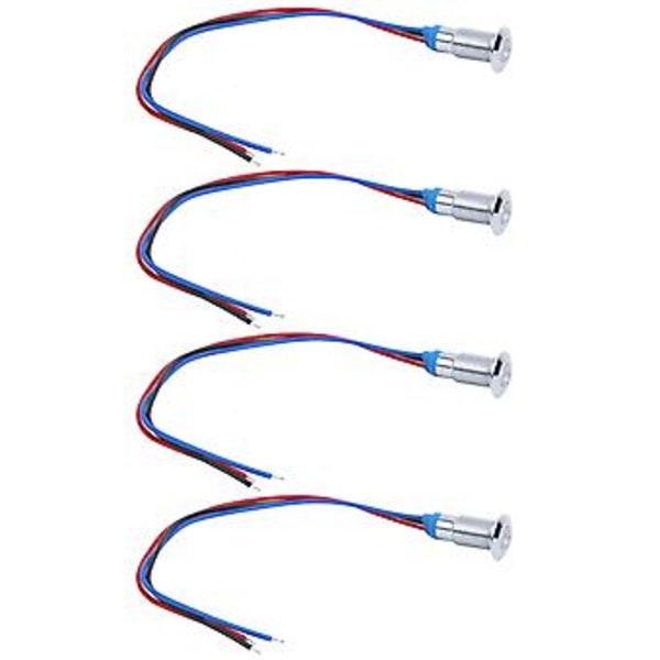 4 kpl LED-merkkivalo 2-värinen yhteinen anodi vedenpitävä metalli 8mm 220V (punainen sininen)
