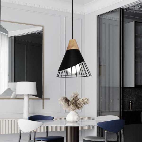 Retro Pendellampe Badminton Hængende Loftlampe Form Sort Lysekrone