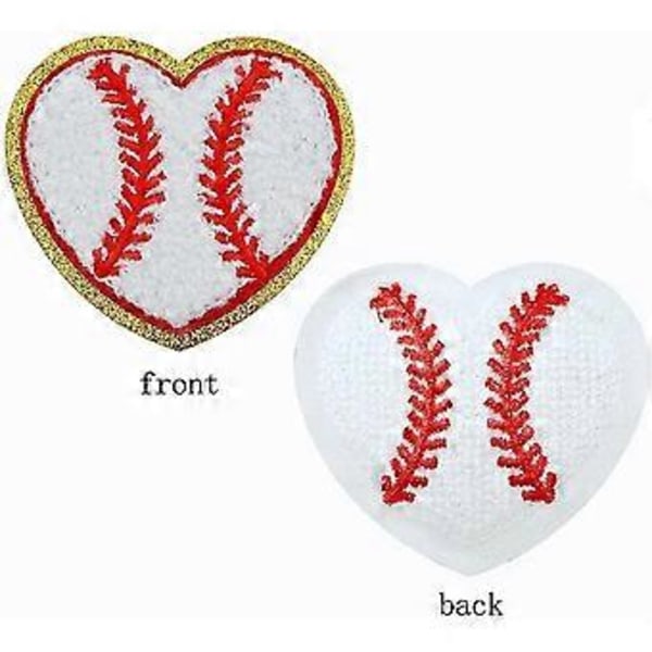 12 stk. Baseball Hjerte Patch Guld Kanter Baseball Stryge-på Patches Baseball Applikation til DIY Dekorativt Tøj