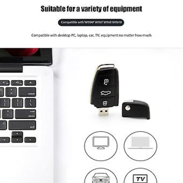 USB-minnepenna i bilnyckeldesign, Flash Drive, USB-stick för dator, bärbar dator (32 GB)