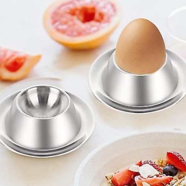 Eggeglassholder Sett med 2 Pakker, Eggeglassplater i Rustfritt Stål Serviseholder for Harde og Bløtkokte Egg