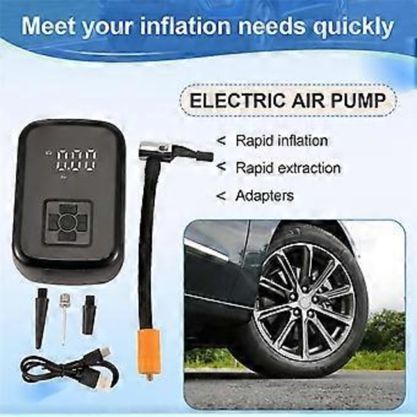 Bärbar bilpump USB-laddning Trådlös Intelligent Digital Display Däckpump Elektrisk Däckpump