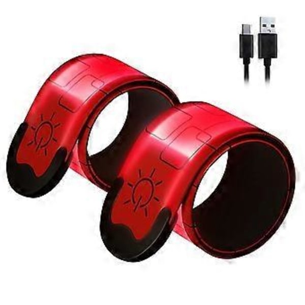 2-pack USB-uppladdningsbara reflexarmband, hög synlighet för löpare, vandrare, husdjursägare, re