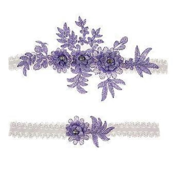 2 stk. Bryllupsstrømpebåndssæt Blonde Brude Strømpebånd Elastisk Blomsterstrømpebånd til Bruden