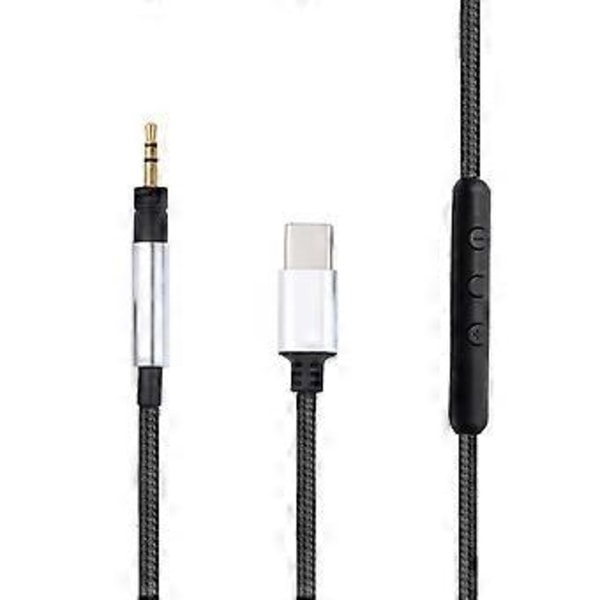 USB Type C 2,5 mm:n korvaava jatkojohto Momentum/Momentum 2.0 Over On Ear -kuulokkeille mikrofonilla